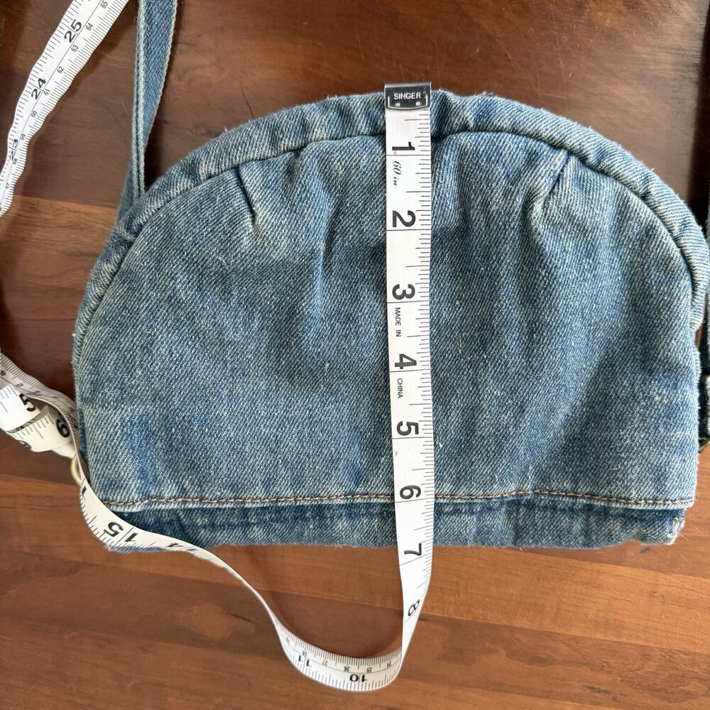 Patricia Nash Healey Denim Pouch Crossbody W/Embroidered Apricot Blossoms Floral - Picture 9 of 10